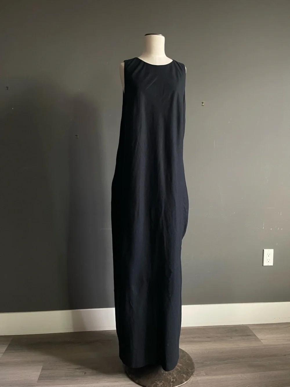 Abercrombie Linen Blend Maxi Dress Minimal Black Column Slip XL Tall NWT Capsule